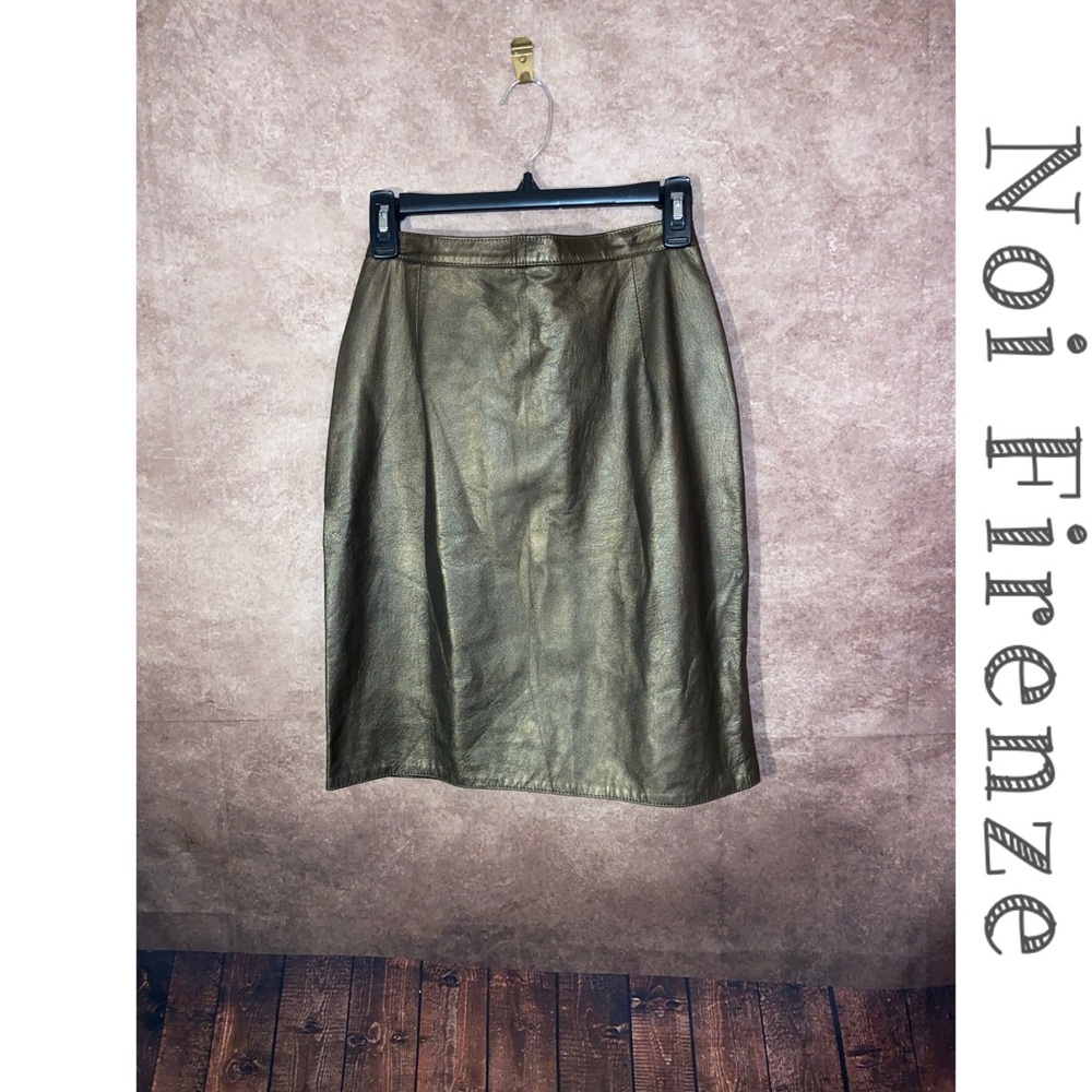Noi Firenze Bronze Leather skirt~Vera Pelle~Made in Italy~Model Rita~Size M~NWT